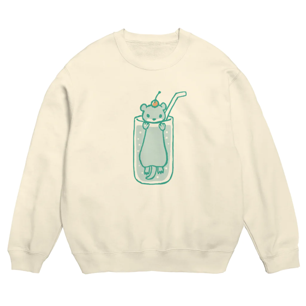 あずき缶のカワウソーダ Crew Neck Sweatshirt