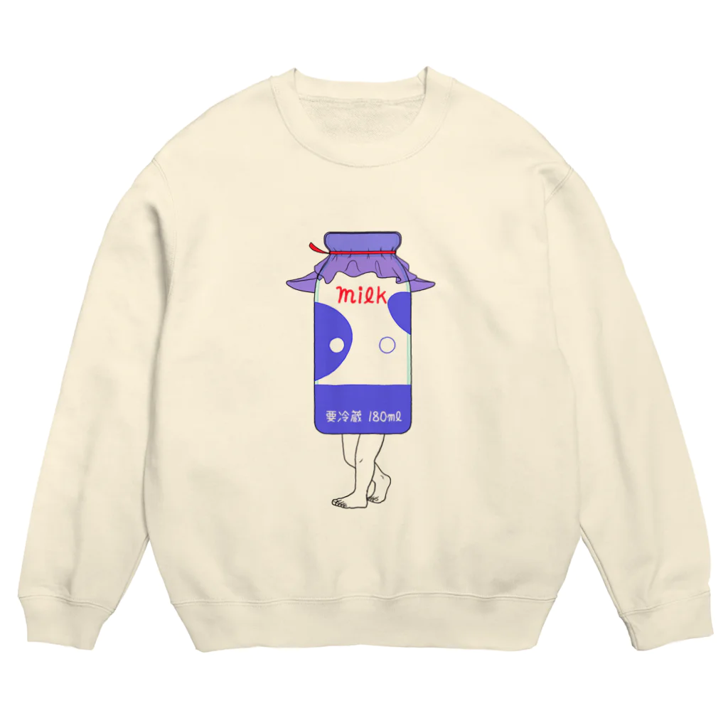 dougaseiseitokoroの足の生えた牛乳瓶 Crew Neck Sweatshirt