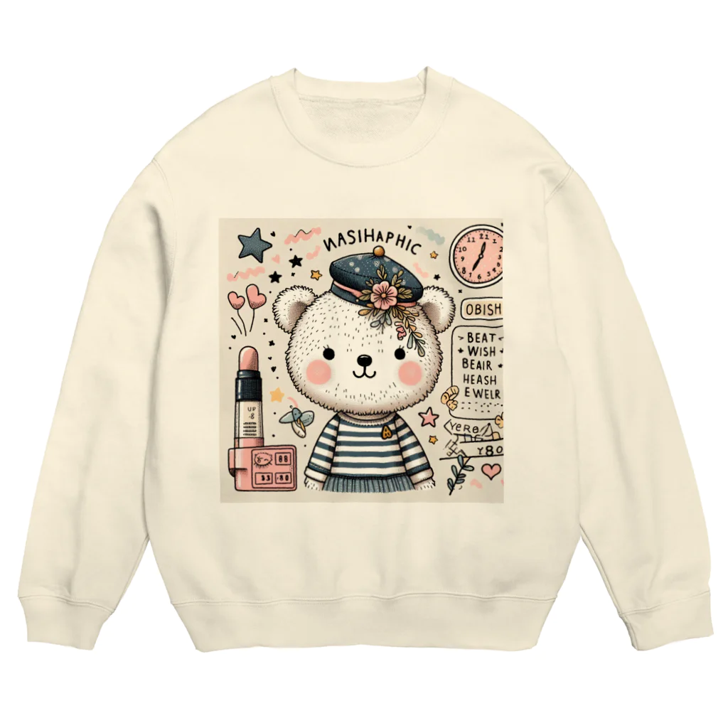 　  　✤ れもん＆ルイ✤の🌸お買い物　くまちゃん Crew Neck Sweatshirt