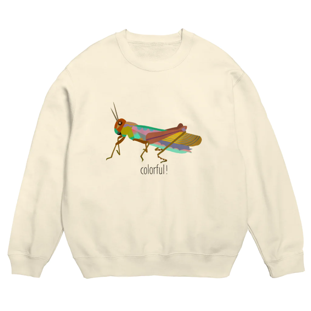 潮騒のカラフルバッタ Crew Neck Sweatshirt