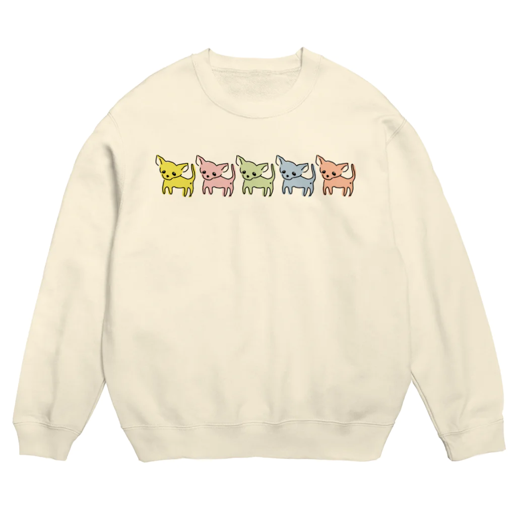 akane_art（茜音工房）のゆるチワワ（カラフル） Crew Neck Sweatshirt