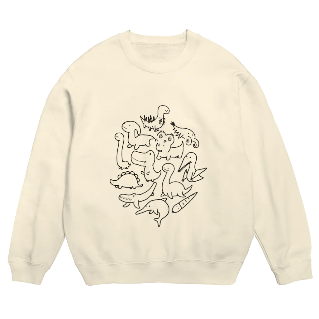 のほほんぞくの古代の生き物パラダイス（ブラック） Crew Neck Sweatshirt