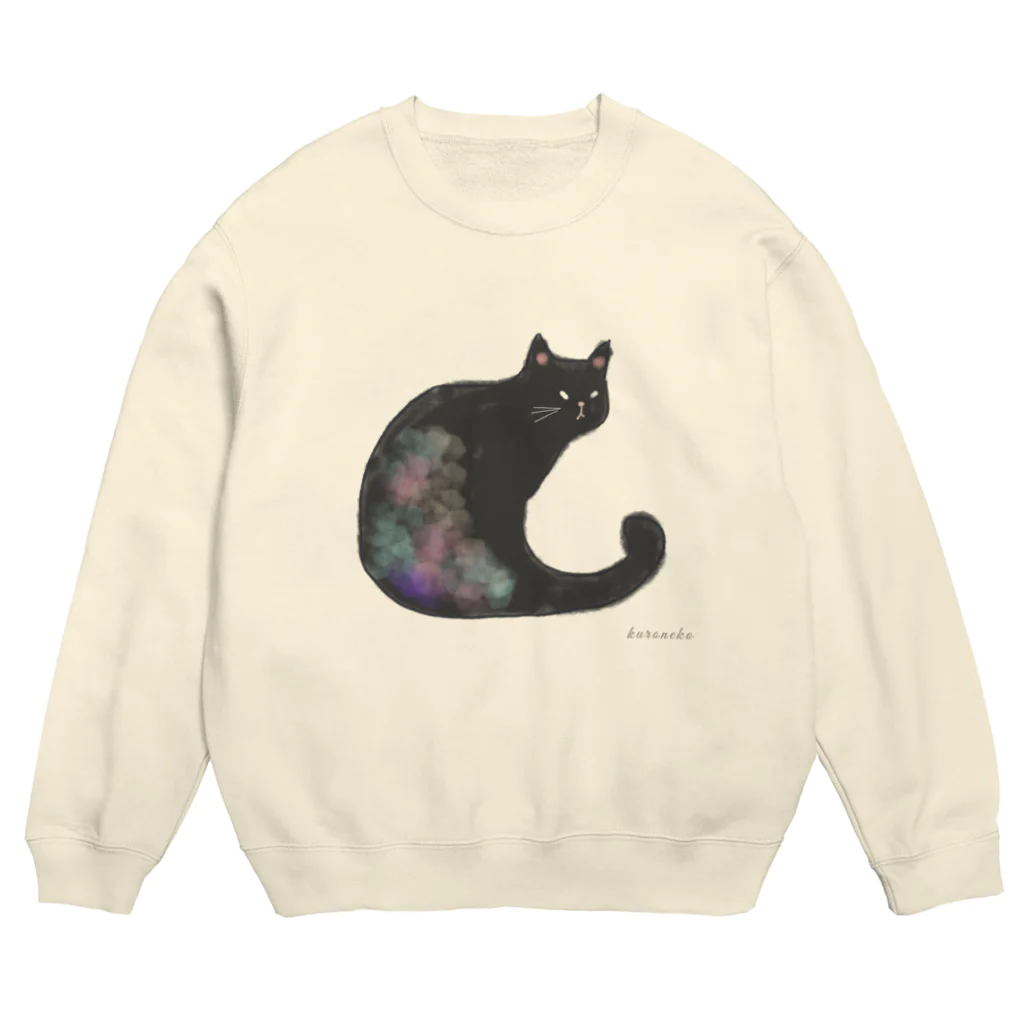 小鳥と映画館のクロネコ 水彩 Crew Neck Sweatshirt