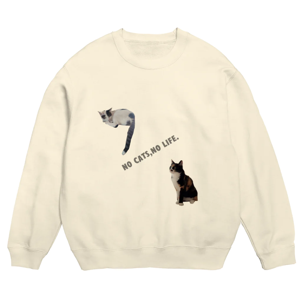 ララビビにゃんSHOPのNO CATS,NO LIFE. Crew Neck Sweatshirt