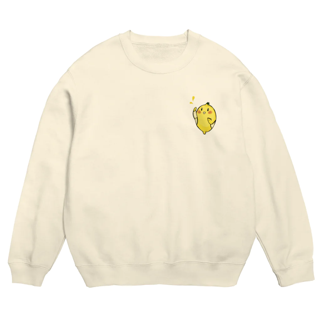 ほんわかトマトの柑橘屋のレモンちゃん！右手スプラッシュ Crew Neck Sweatshirt