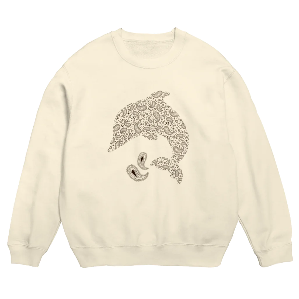 LIGHT HOUSE with DOLPHINのペイズリーイルカ・焦げ茶 Crew Neck Sweatshirt