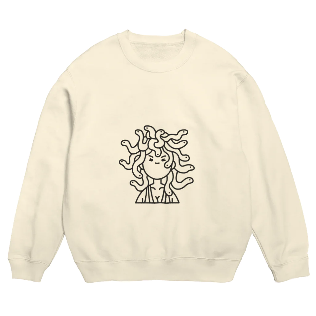 Ikarus ギリシャ神話の芸術のメデューサかわいい顔ヘビハロウィーン Crew Neck Sweatshirt