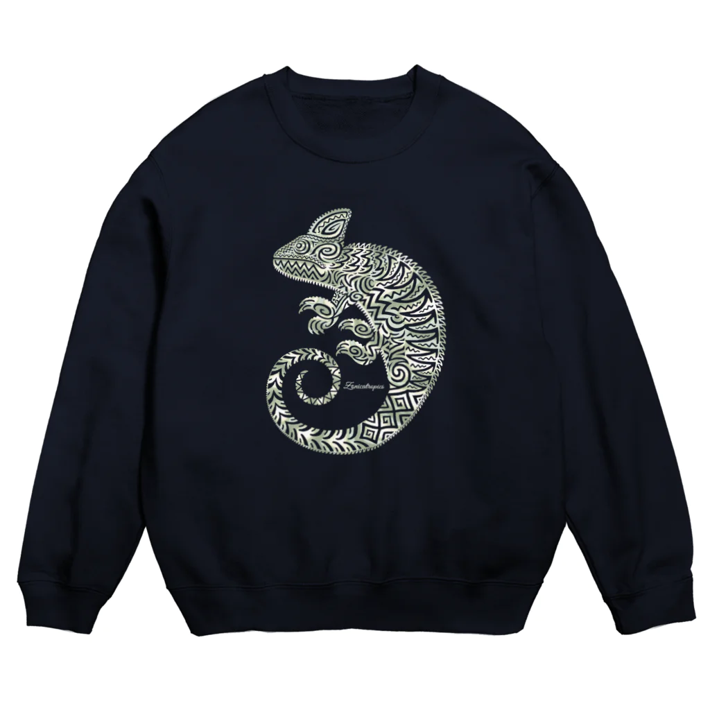 ZONICATROPICS / ゾニカトロピクスのカメレオン（ホワイトグリーン） Crew Neck Sweatshirt