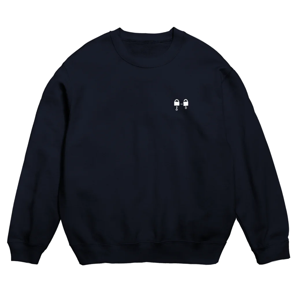 謎はないけど謎解き好きのお店のアンロック（白イラスト小） Crew Neck Sweatshirt