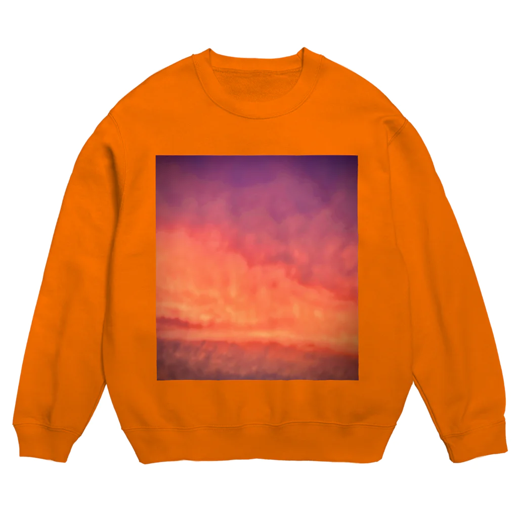 でおきしりぼ子の実験室の夕焼けすぎる雲-縦 Crew Neck Sweatshirt