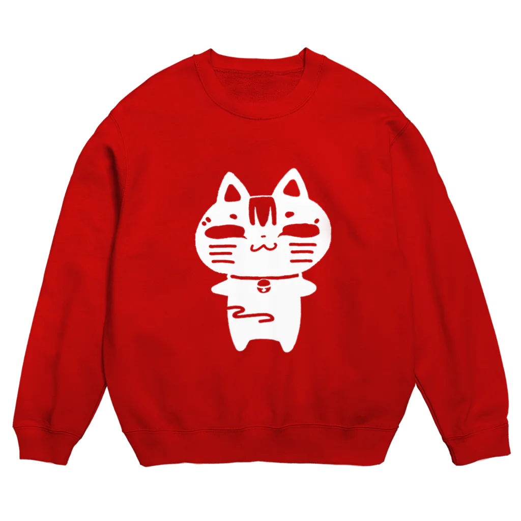 猫面飾屋　SUZURI店のタマ吉くんのシルエット Crew Neck Sweatshirt