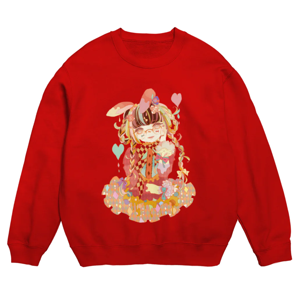 夢々のレトロウサギッコ Crew Neck Sweatshirt