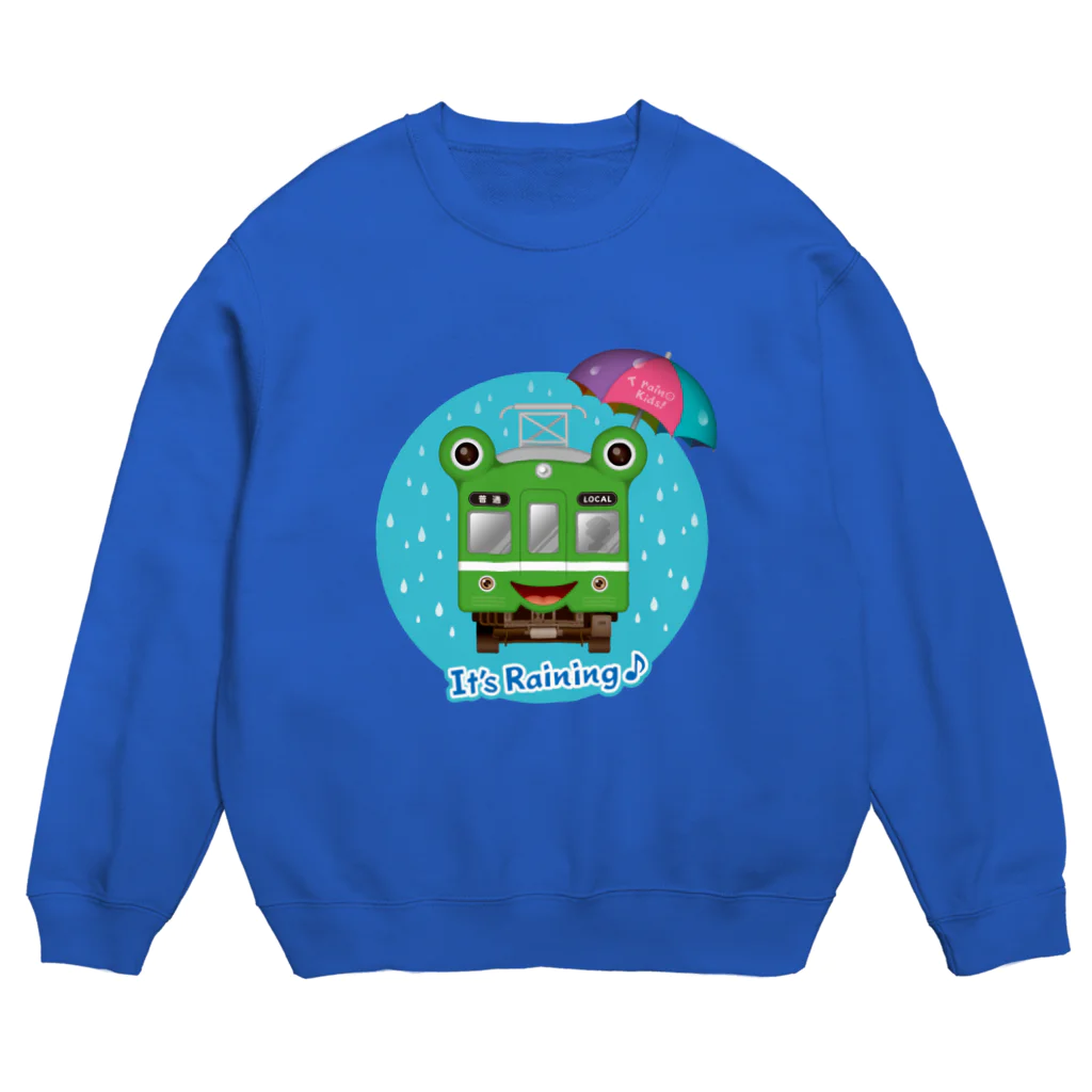 Train Kids! SOUVENIR SHOPのカエル電車「 雨♪」 Crew Neck Sweatshirt