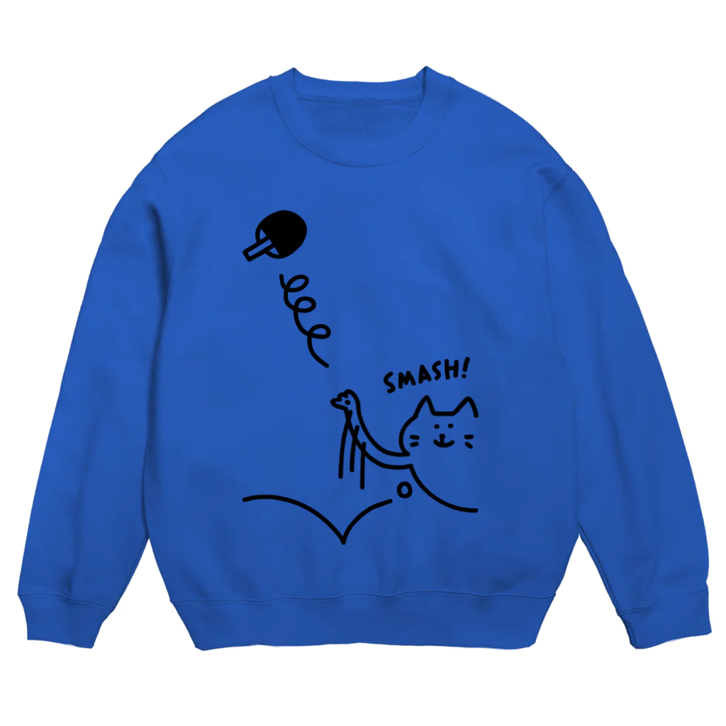 PokuStarの卓球　ネコのSMASH! Crew Neck Sweatshirt