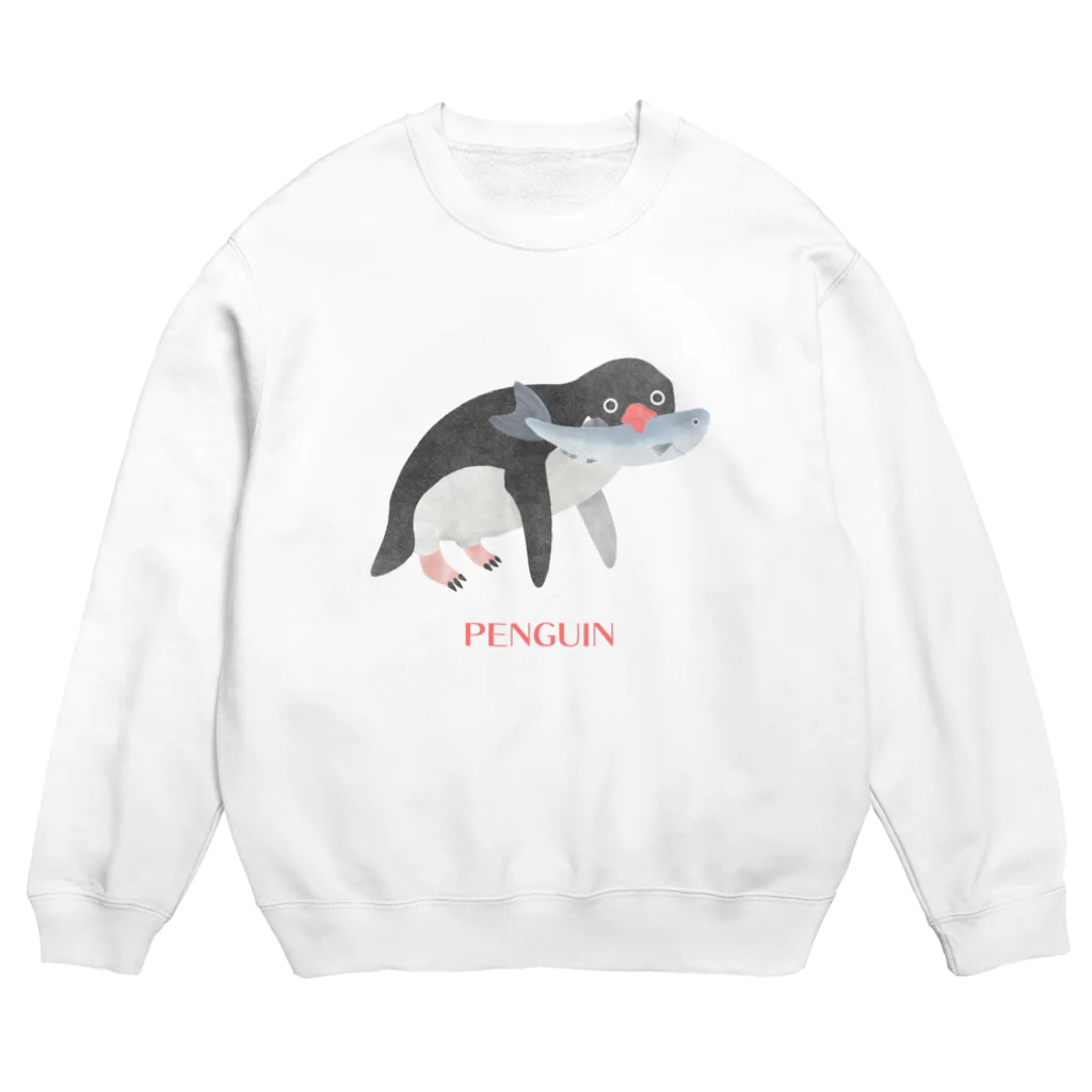 Icchy ぺものづくりの木彫りのペンギン Crew Neck Sweatshirt