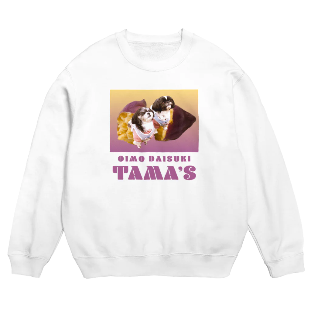 シーズーっぽいしろくろの犬たちのOIMO DAISUKI TAMA'S Crew Neck Sweatshirt