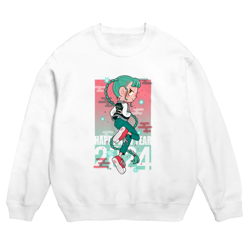 おおつきあやの辰年ガール Crew Neck Sweatshirt