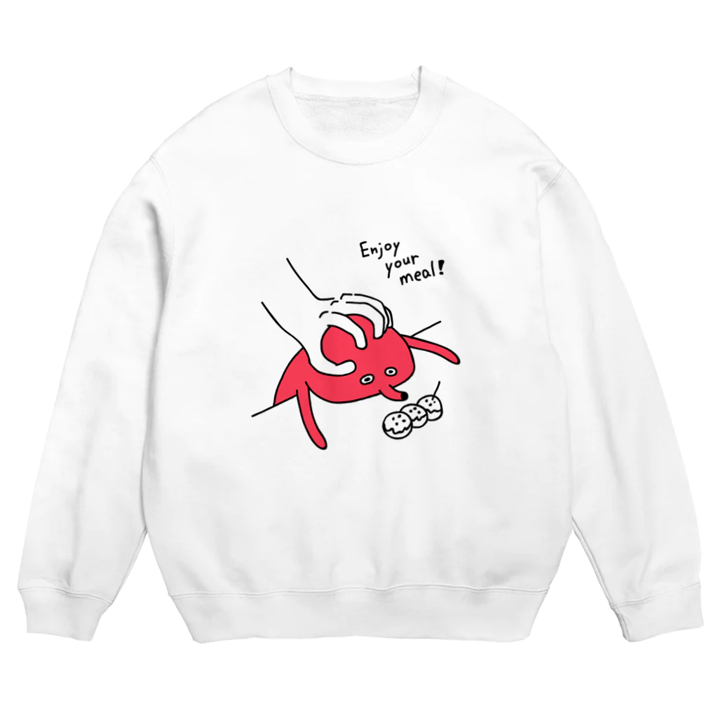 PokuStarのたこ焼きをお食べ Crew Neck Sweatshirt