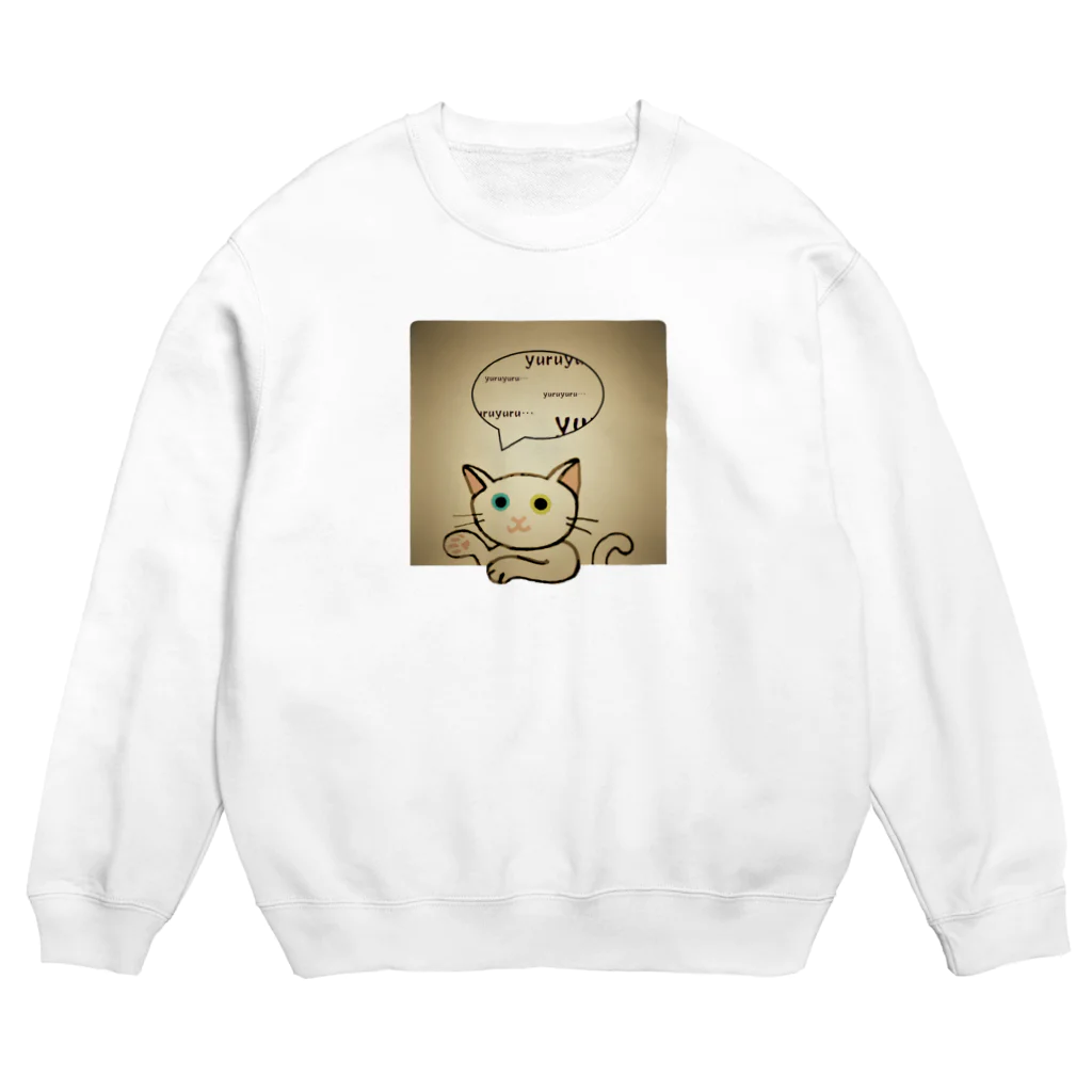 SU-KUのゆる猫オッド　セピア Crew Neck Sweatshirt