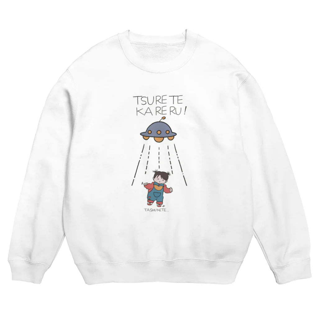 piggyのUFOと女の子(色付) Crew Neck Sweatshirt