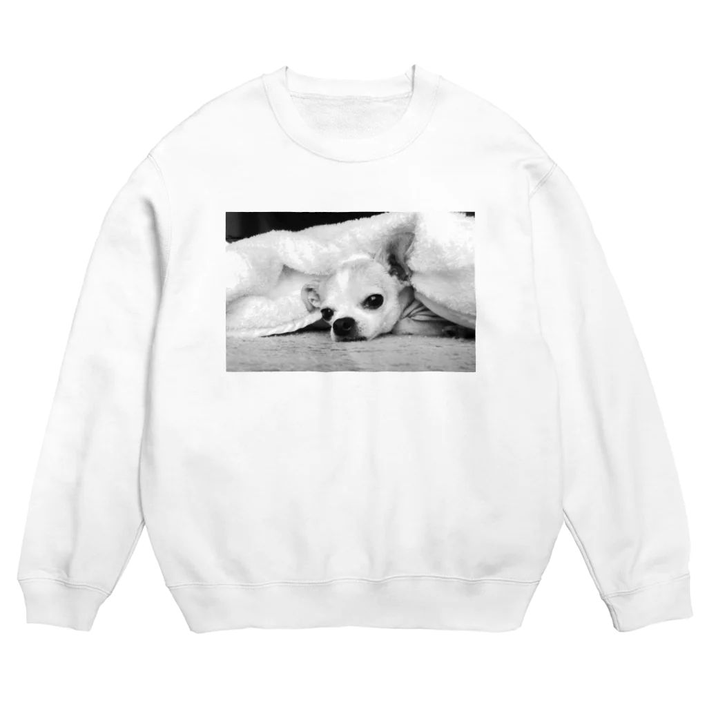 akane_art（茜音工房）のモノクロチワワ（アンニュイ1） Crew Neck Sweatshirt