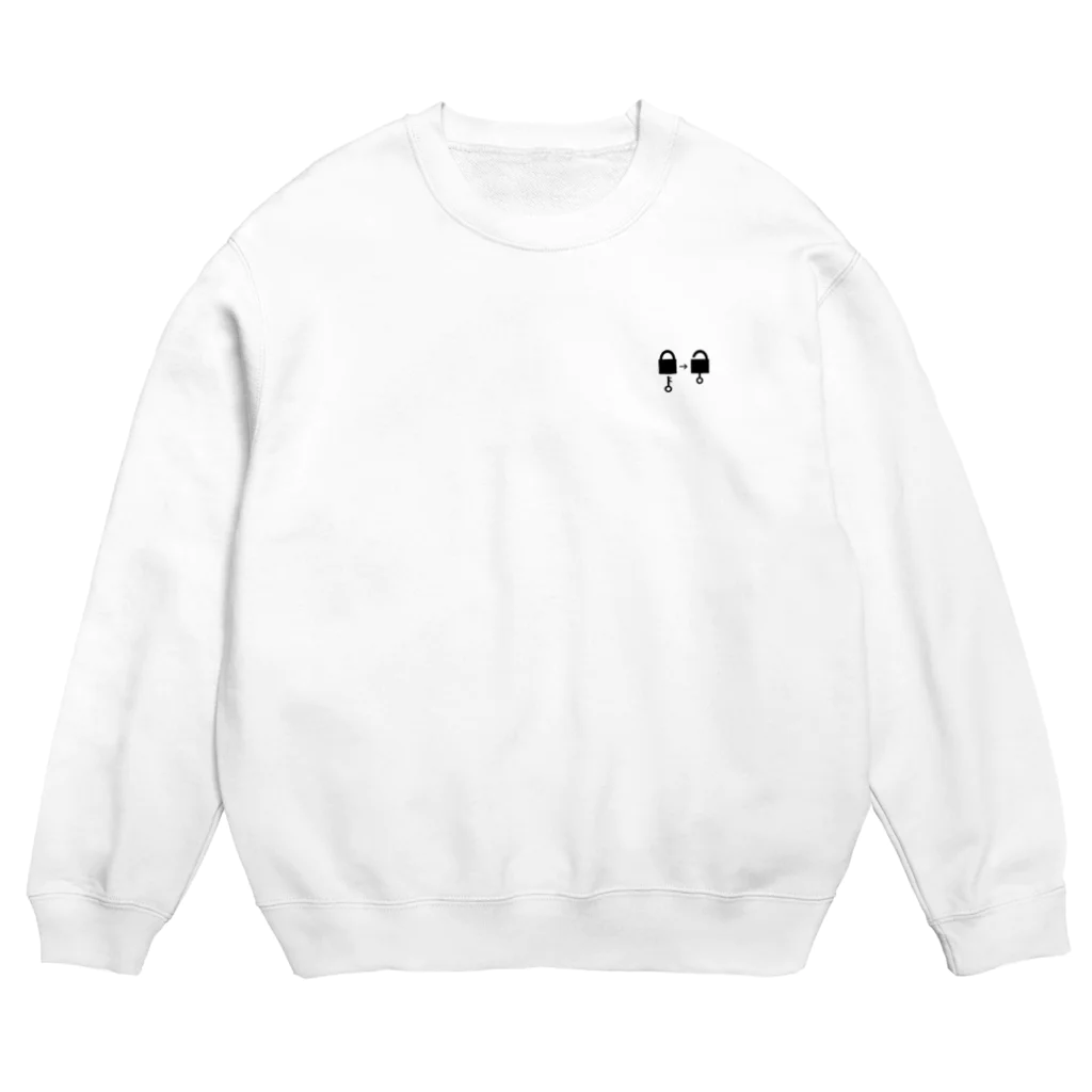 謎はないけど謎解き好きのお店のアンロック（黒イラスト小） Crew Neck Sweatshirt