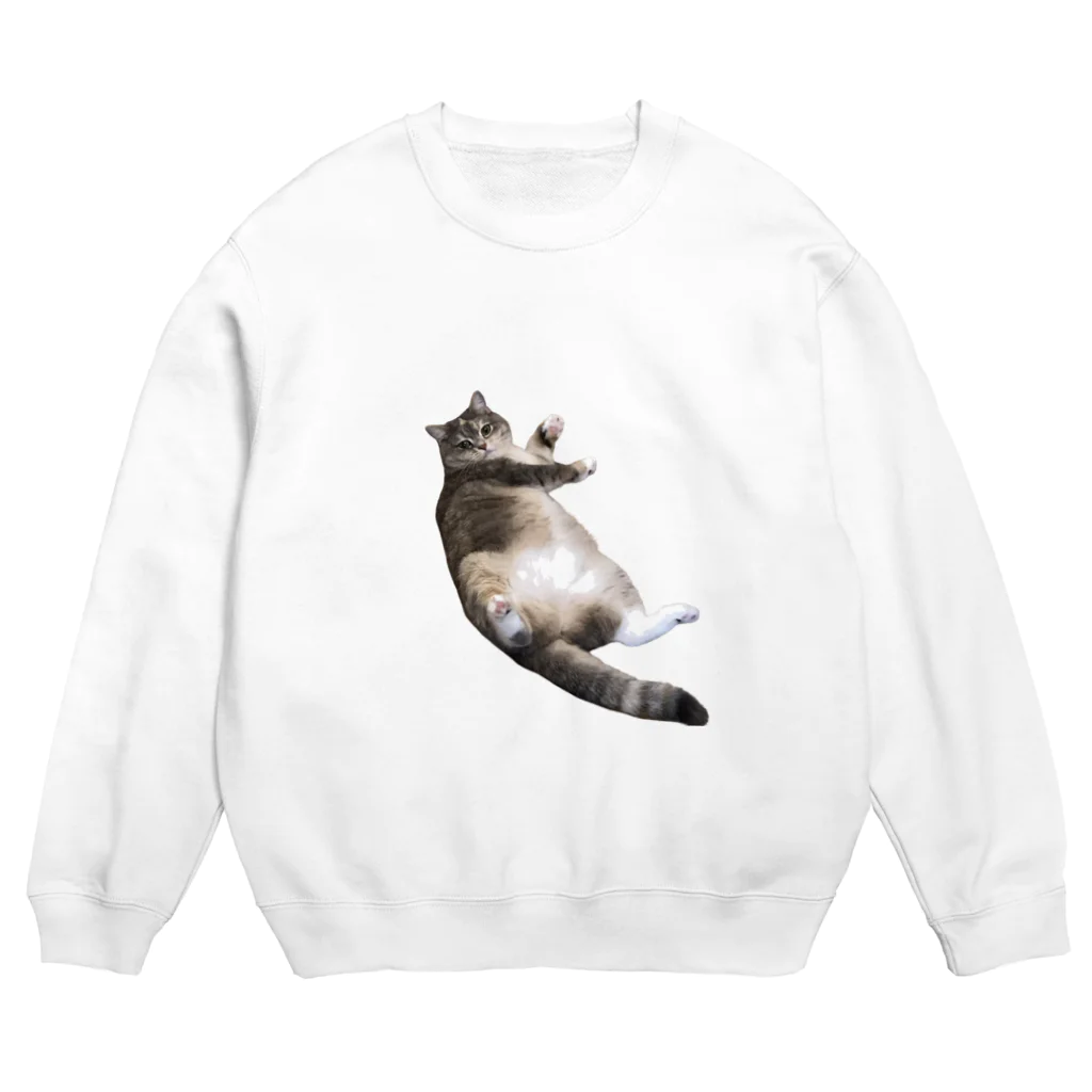 ねこのパピコのあおむけパピコ Crew Neck Sweatshirt