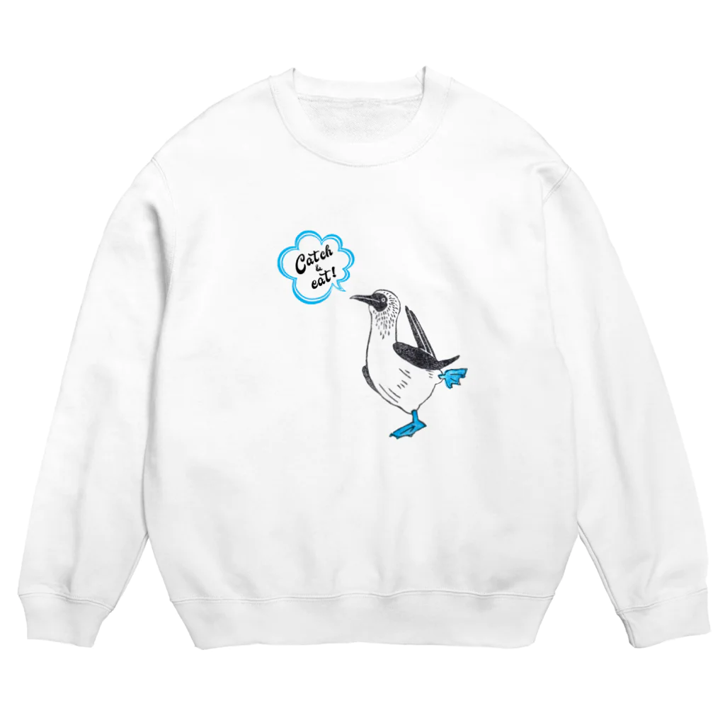 DOTEKKOのアオアシカツオドリ catch & eat Crew Neck Sweatshirt