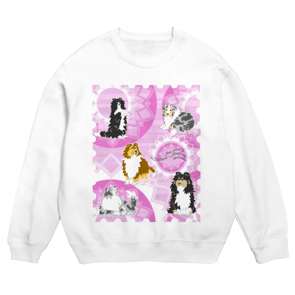 Airy BlueのFive colors of Shetland Sheepdogs.～Wisteria～ Crew Neck Sweatshirt