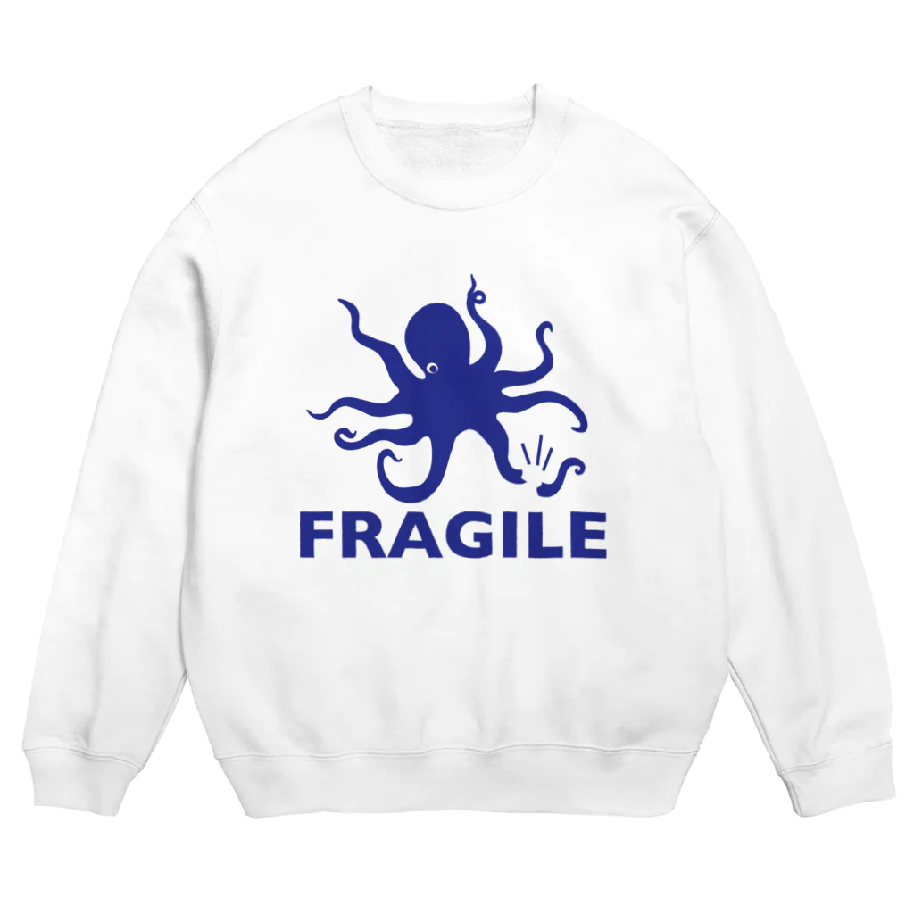 水島ひねのワレモノ注意（青） Crew Neck Sweatshirt