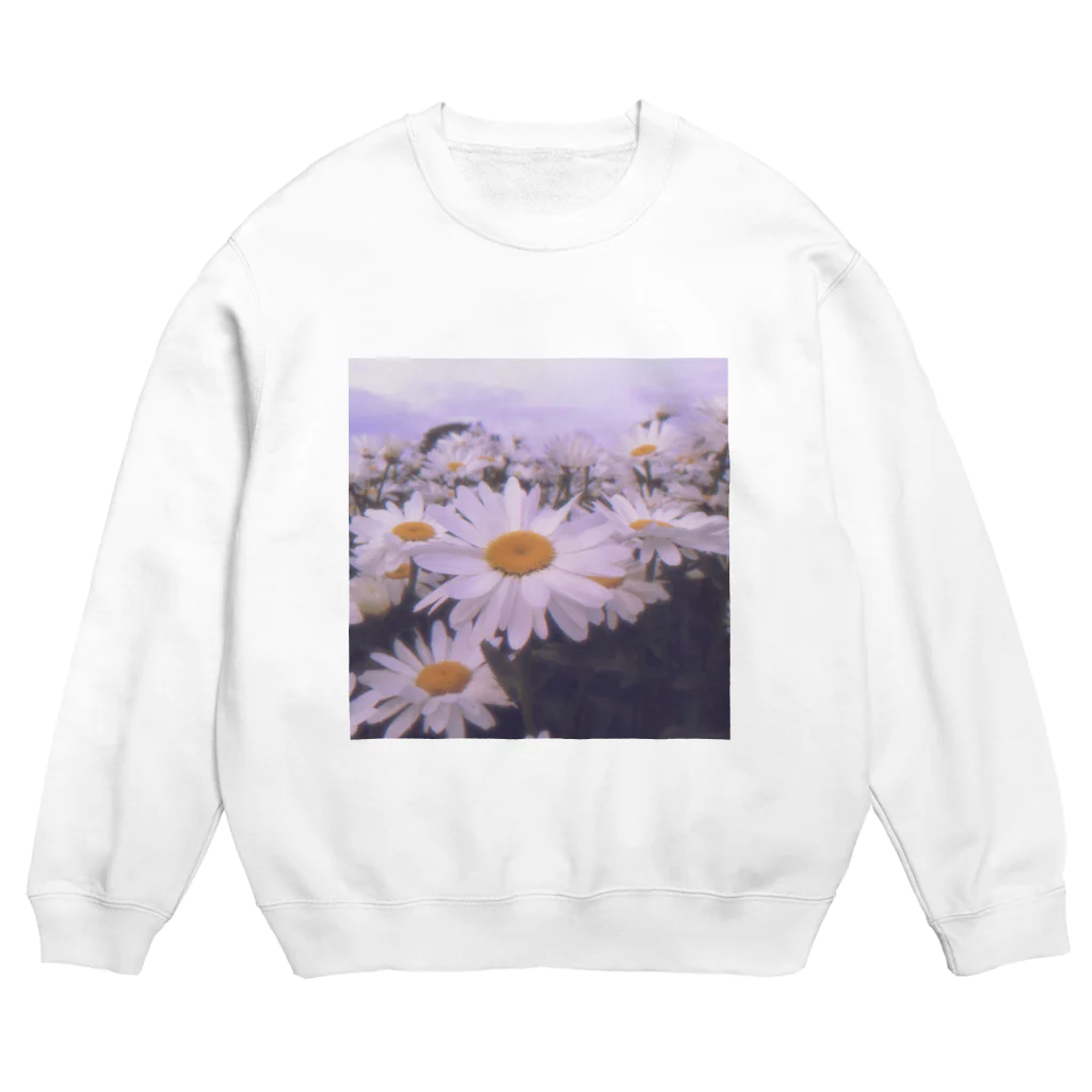 Haunted LabのWhite flowers 白いお花 Crew Neck Sweatshirt