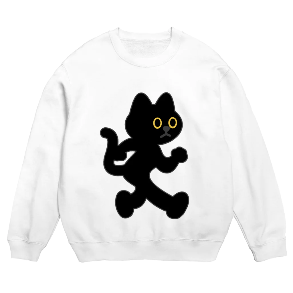 嶌星堂の飛び出し坊や猫 黒猫 Crew Neck Sweatshirt