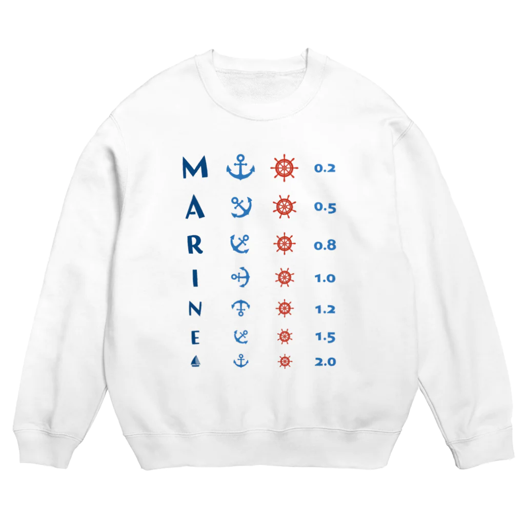 kg_shopのMARINE【視力検査表パロディ】 Crew Neck Sweatshirt