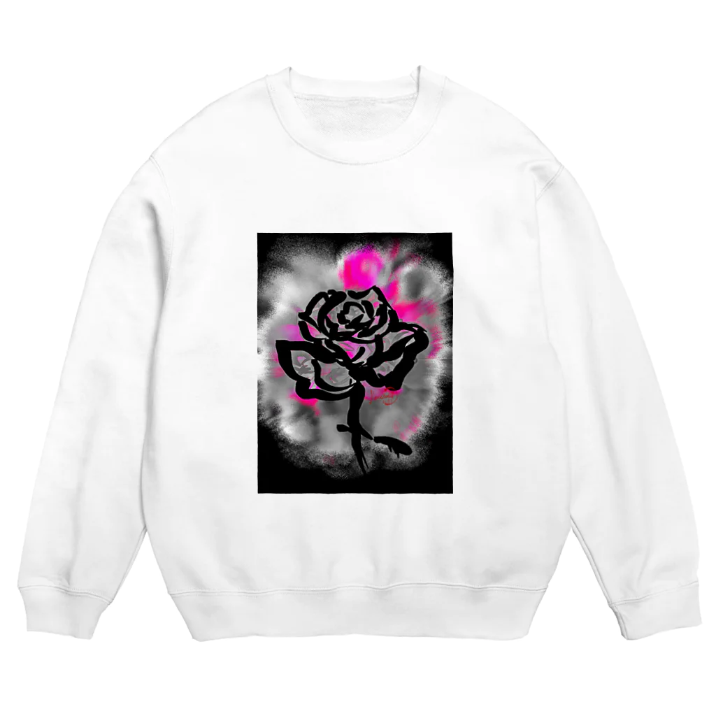 紅空月(kouzuki)designの和筆薔薇_pink Crew Neck Sweatshirt