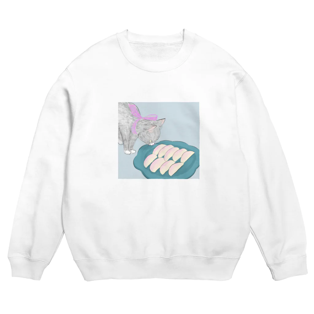 みやうちまいの桃つまみぐいにゃんこ Crew Neck Sweatshirt