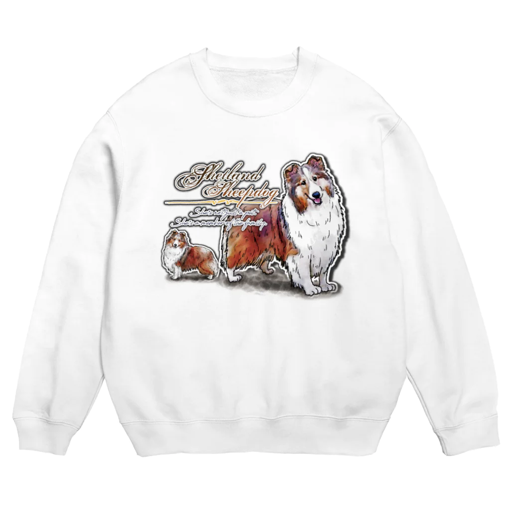 オリジナル工房プリントンのシェットランド・シープドッグ 前面プリントTシャツ＜淡色＞ Crew Neck Sweatshirt