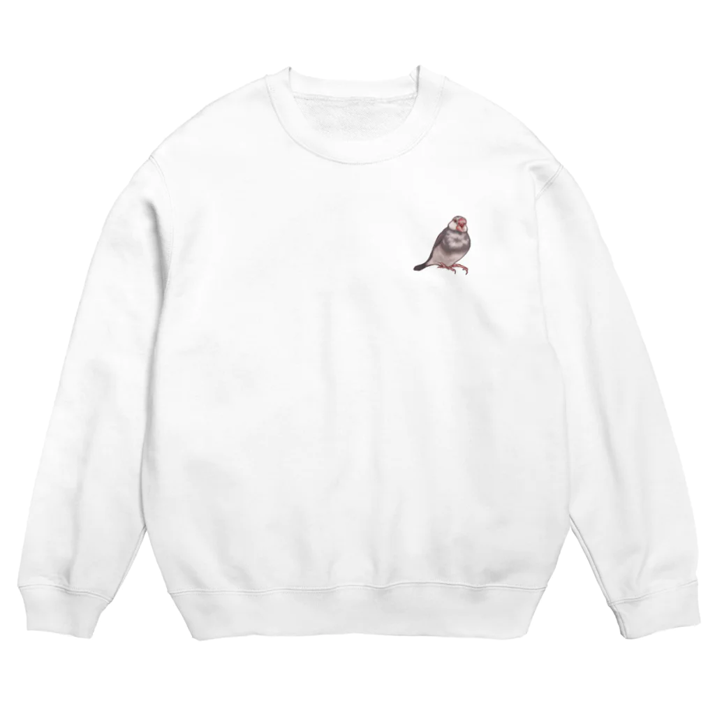 つぶつぶみかんの文鳥のあくび Crew Neck Sweatshirt