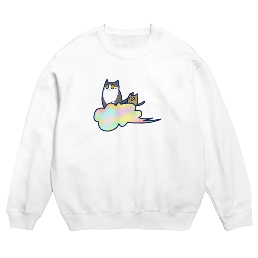 cosmicatiromの五色の雲と二匹の猫 Crew Neck Sweatshirt