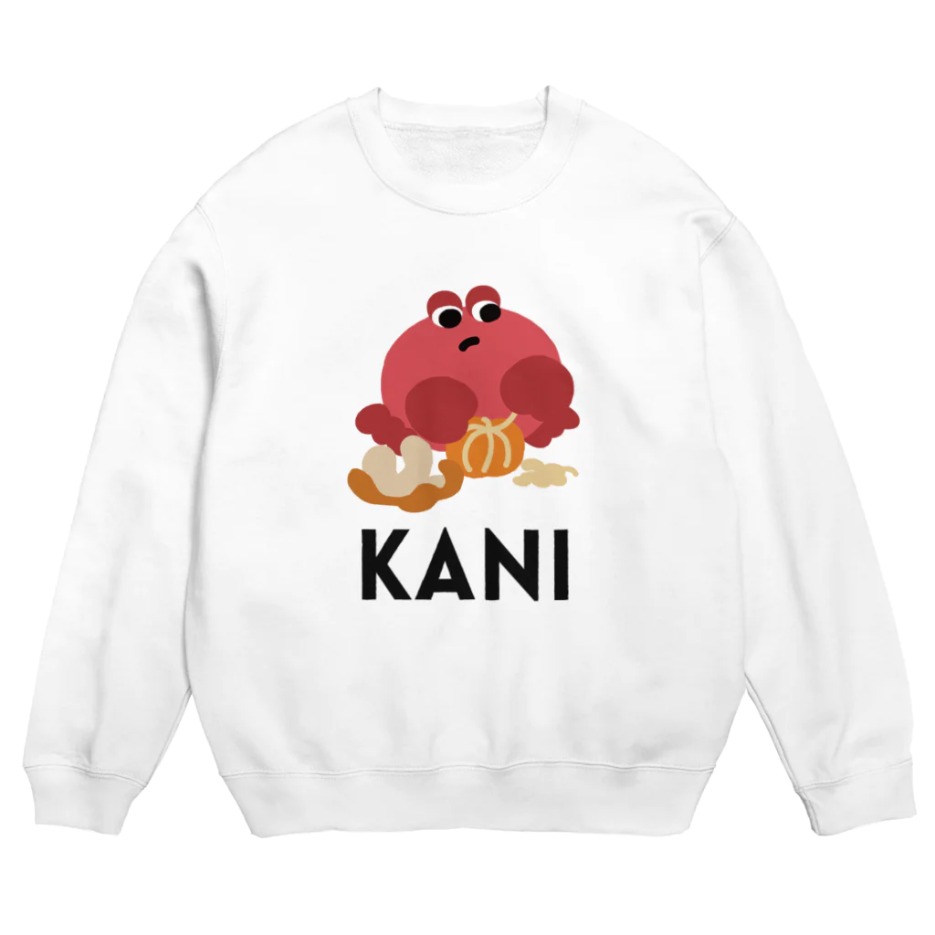 wakai_manamiのみかんの白いとこをとるカニ〈文字黒〉 Crew Neck Sweatshirt