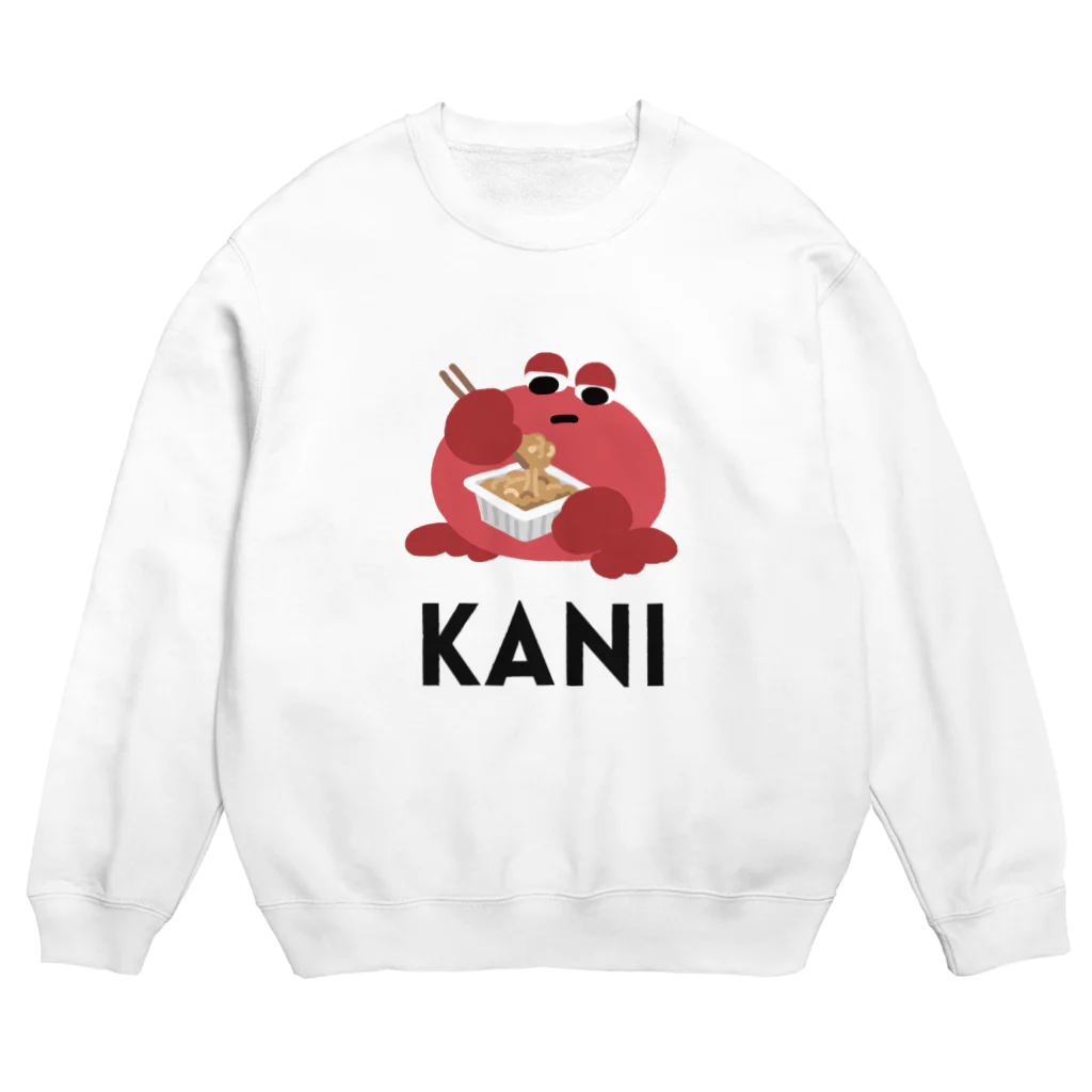 wakai_manamiの納豆を混ぜるカニ〈文字黒〉 Crew Neck Sweatshirt