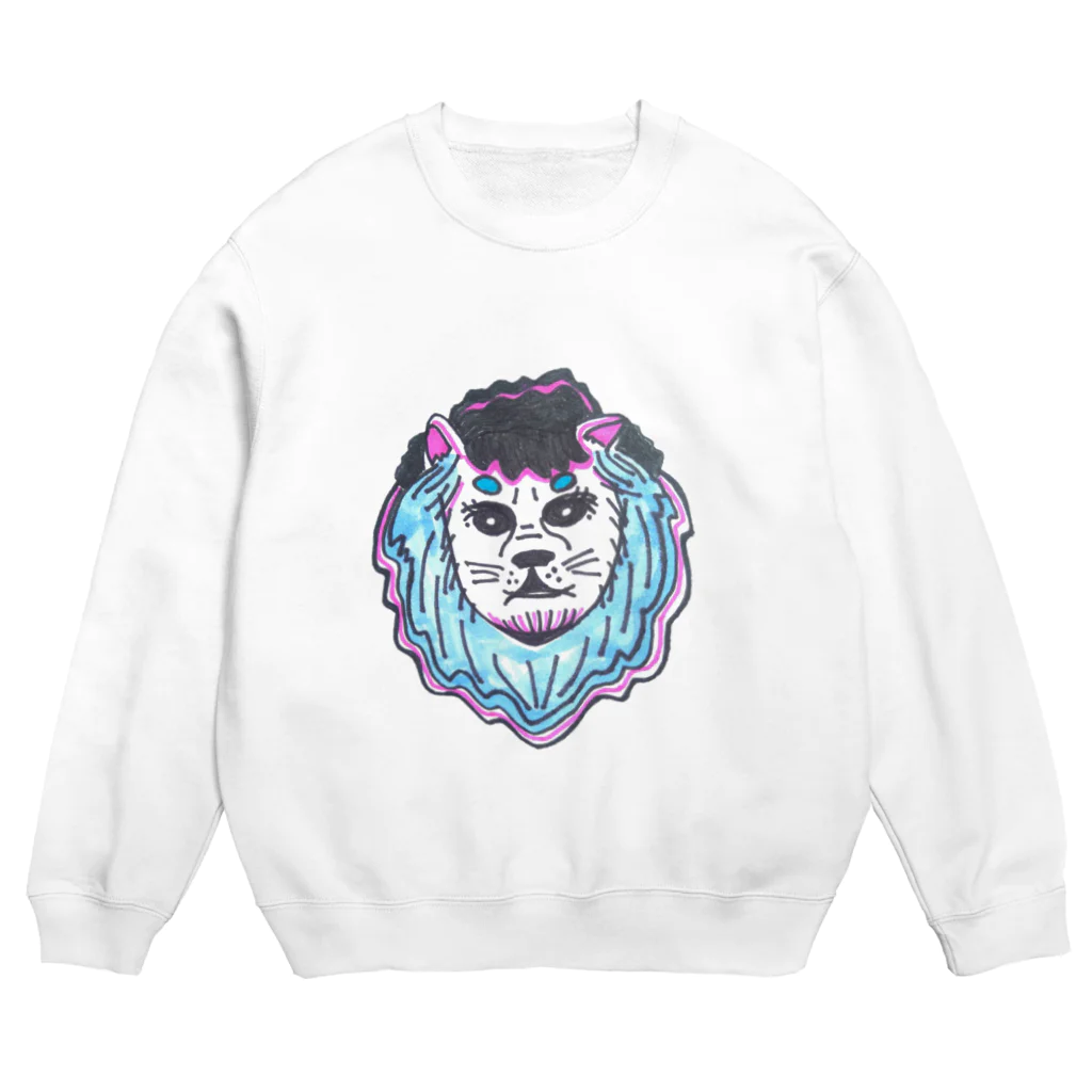 Heart PeaのLion Blue ライオンブルー Crew Neck Sweatshirt