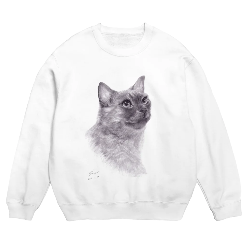 sacco_in offical goodsのBlack&White Cat Crew Neck Sweatshirt