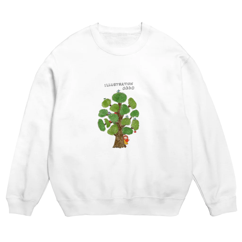 illustration akko shopの木のうしろからこんにちは。 Crew Neck Sweatshirt