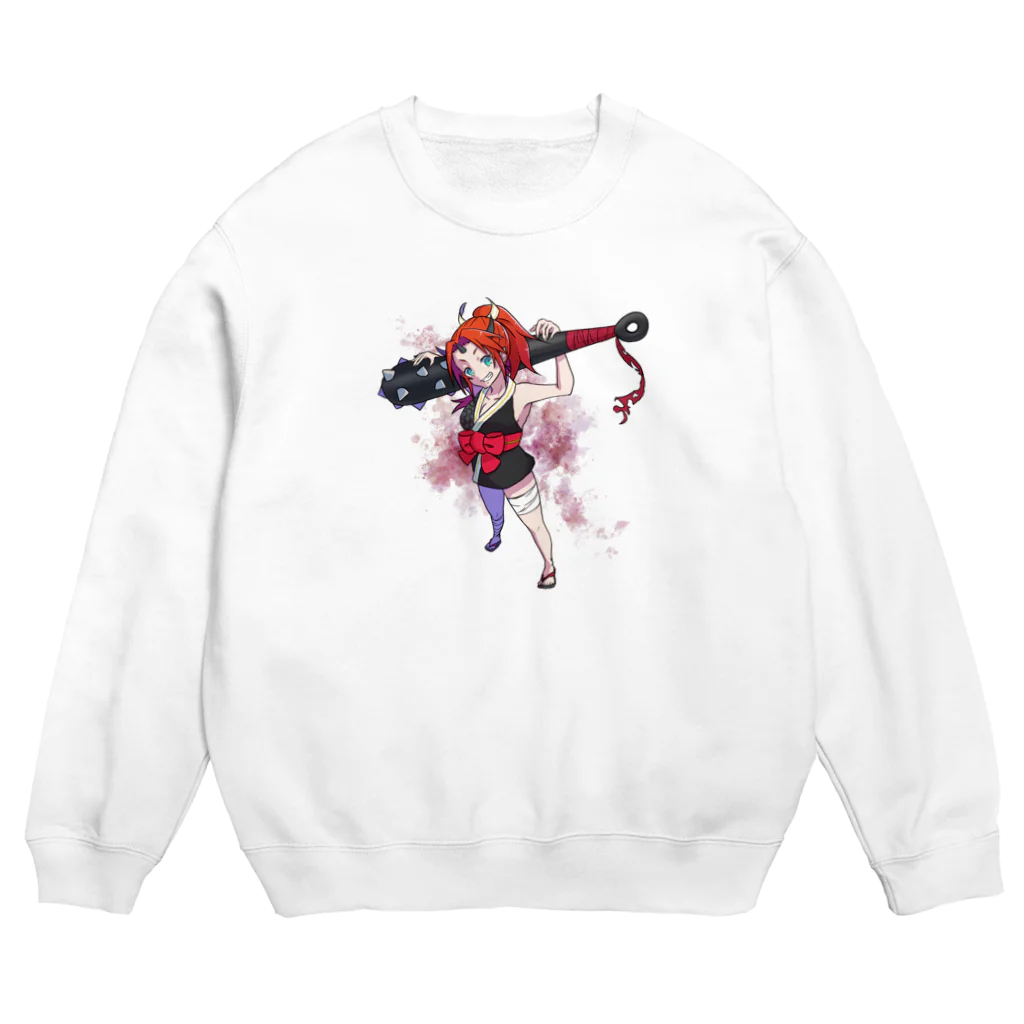 charu屋さんの赤鬼 緋(あけ)ちゃん Crew Neck Sweatshirt