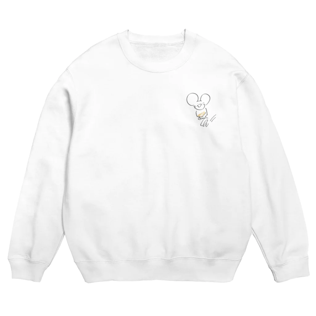 いろんな動物と戯れる広場のチーズを抱えて急ぐネズミ Crew Neck Sweatshirt