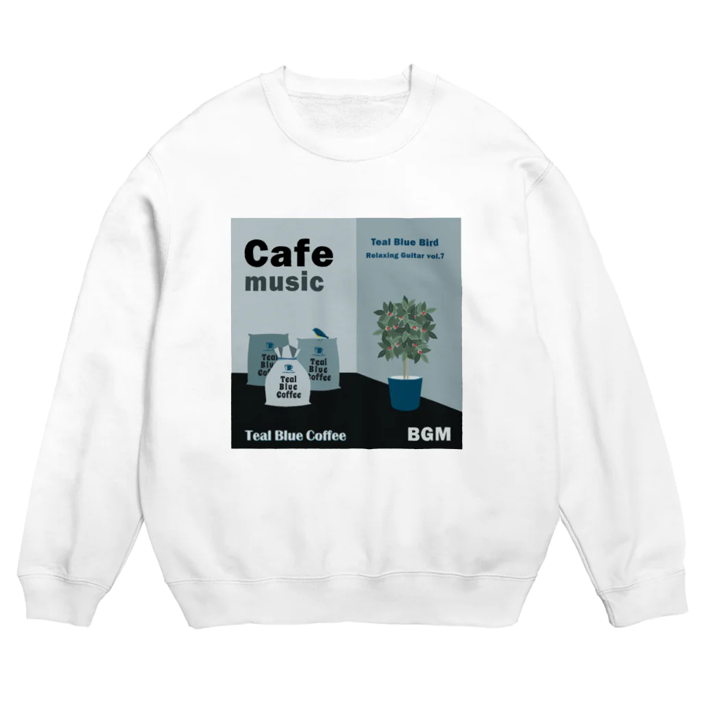 Teal Blue CoffeeのCafe music - Teal Blue Bird - Crew Neck Sweatshirt