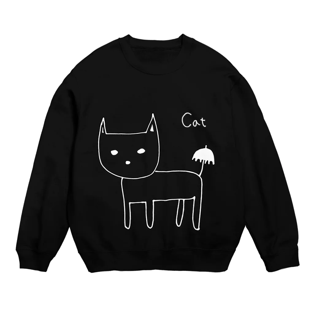 傘場の店の猫と傘　白抜き・黒縁あり Crew Neck Sweatshirt