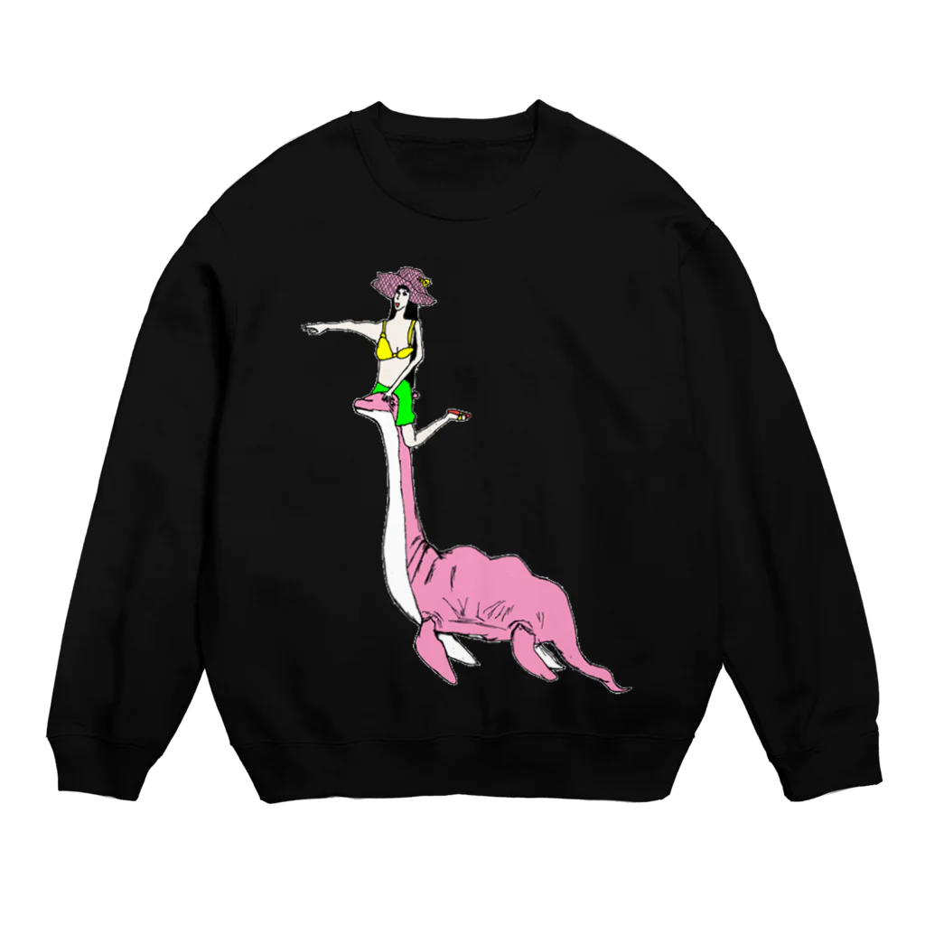 ワイルドファンシーショップSUZUKI21のネッシーに乗った美智子 Crew Neck Sweatshirt