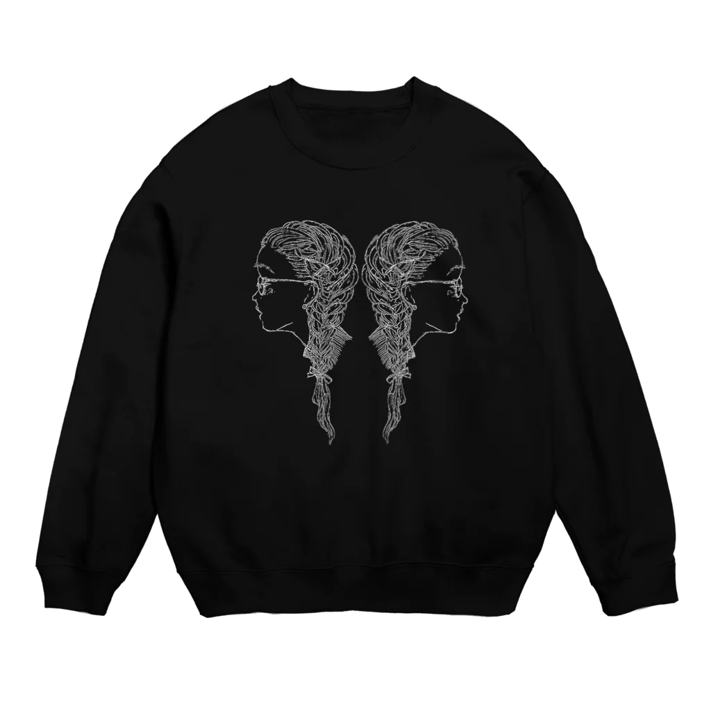 musubime の少女の横顔 whiteprint Crew Neck Sweatshirt