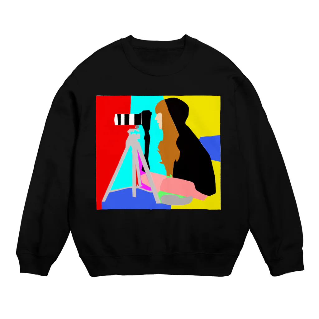 sumesiの女の子＆カメラ Crew Neck Sweatshirt